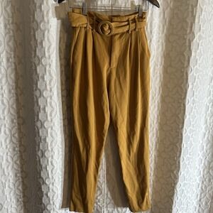Zara Women's Yellow Slacks With Belt Size X-Small